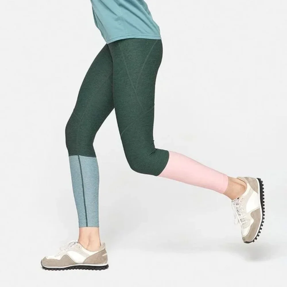 Outdoor Voices Colorblock 7/8 Dipped Warmup Legging Hunter Green Blue Pink $85 S - Picture 2 of 12